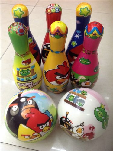 新款 彩球类 生产销售 pu保龄球彩盒装 愤怒的小鸟图案pu保龄球 pu玩